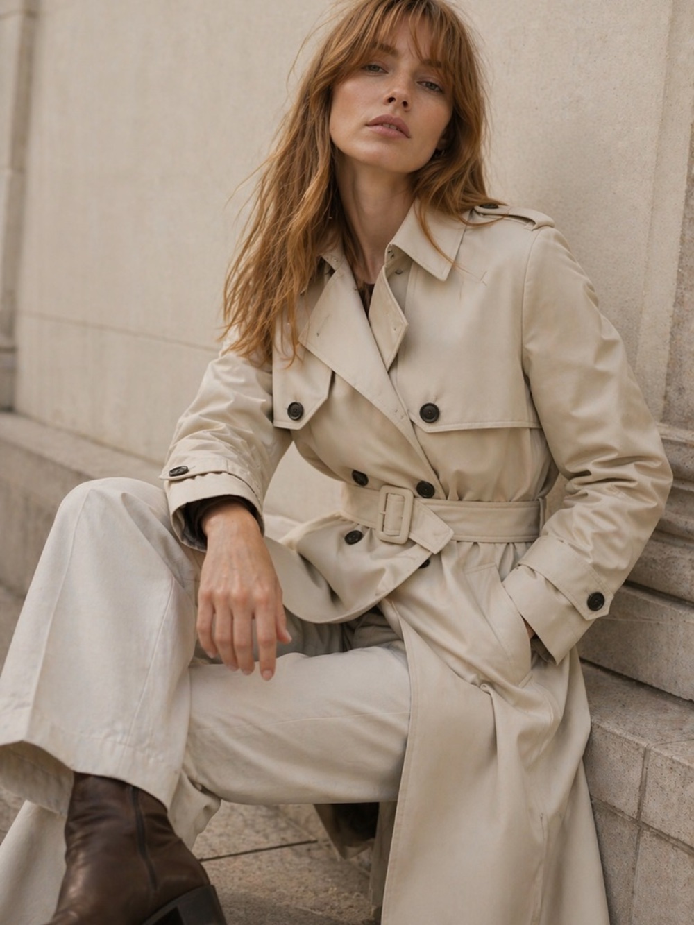 THE KOOPLES French Luxury Brand Double Breasted Trench Coat NWT Neutral Beige